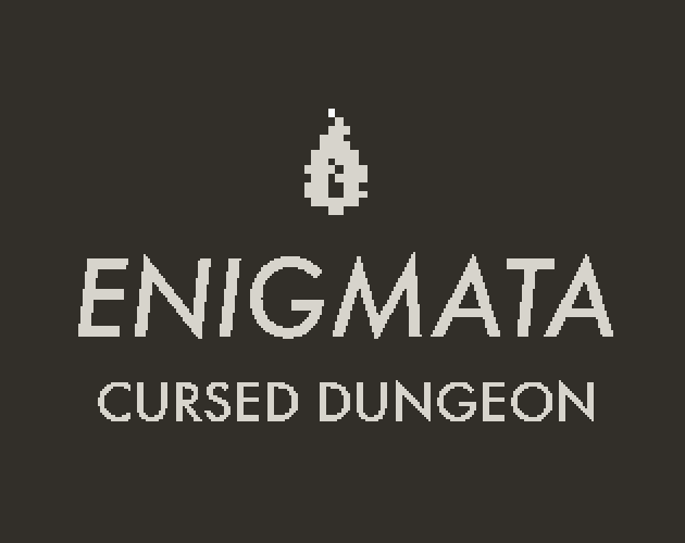 Flame pixel sprite with text that reads Enigmata: Cursed Dungeon